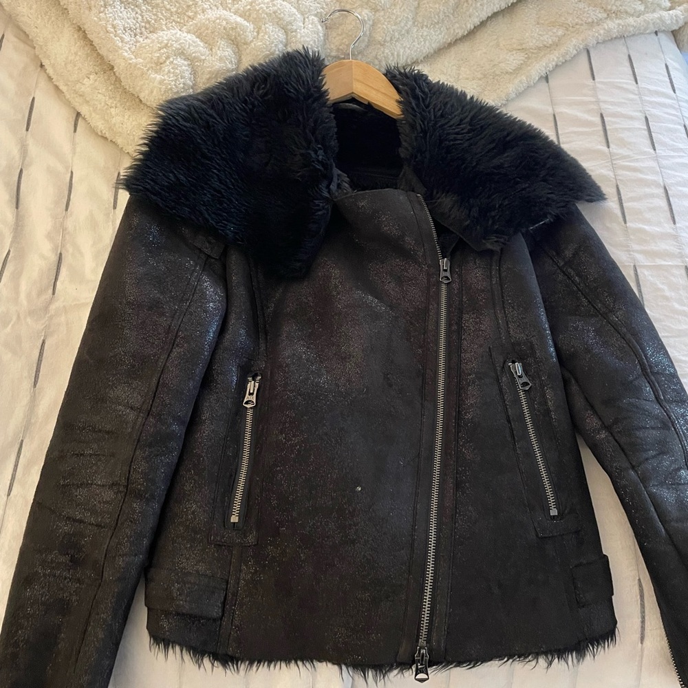 Armani Exchange black moto jacket